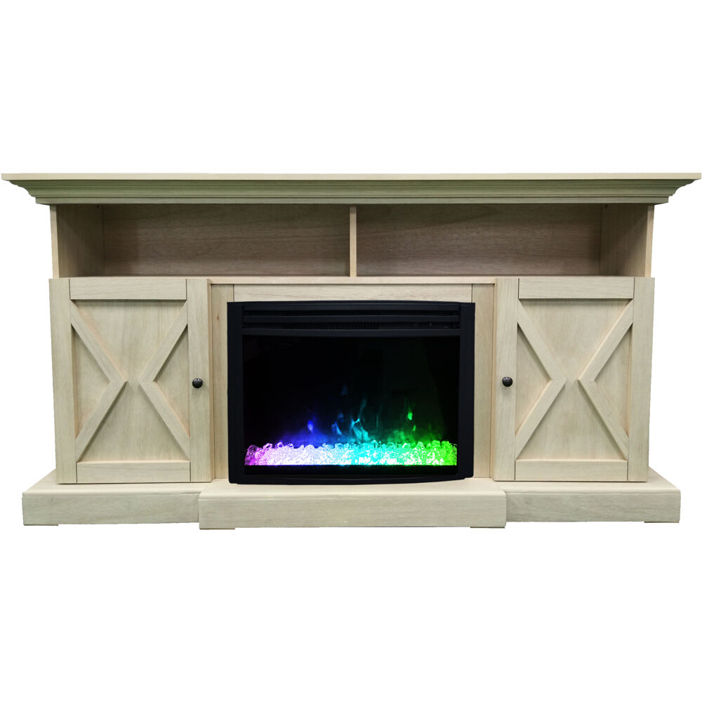 62.2"x15"x32.7" Summit Farmhouse Style FP Mantel With Crystal Insert