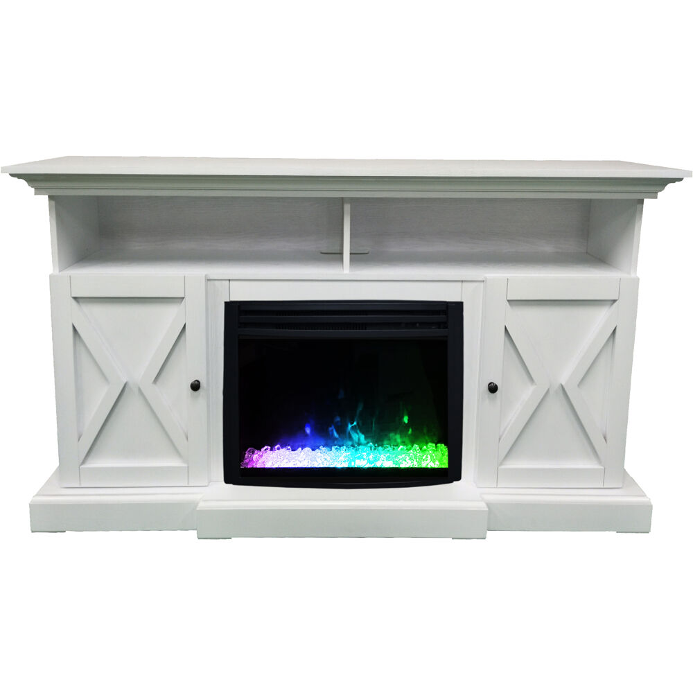 62.2"x15"x32.7" Summit Farmhouse Style FP Mantel With Crystal Insert