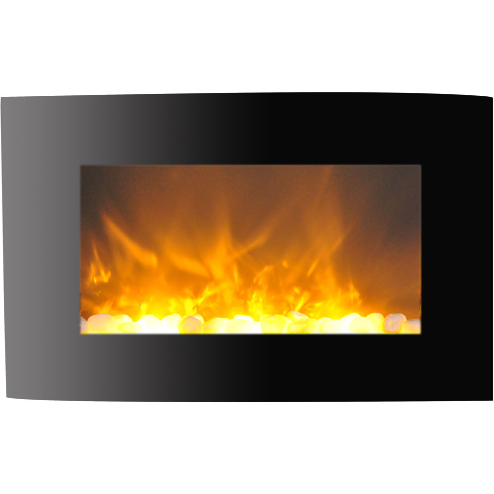 35" Callisto Curved Wall Mount Electronic Fireplace with Crystal Rocks