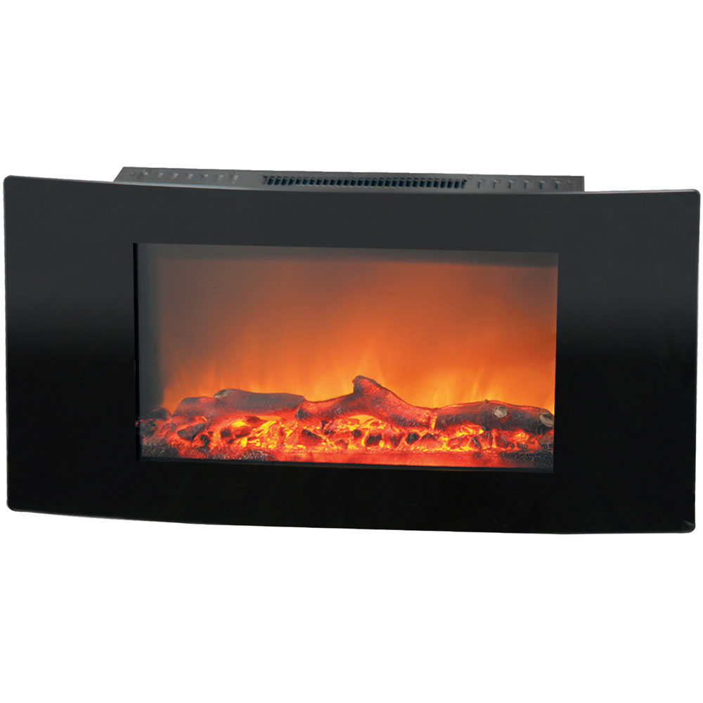35" Callisto Curved Wall Mount Electronic Fireplace with Logs