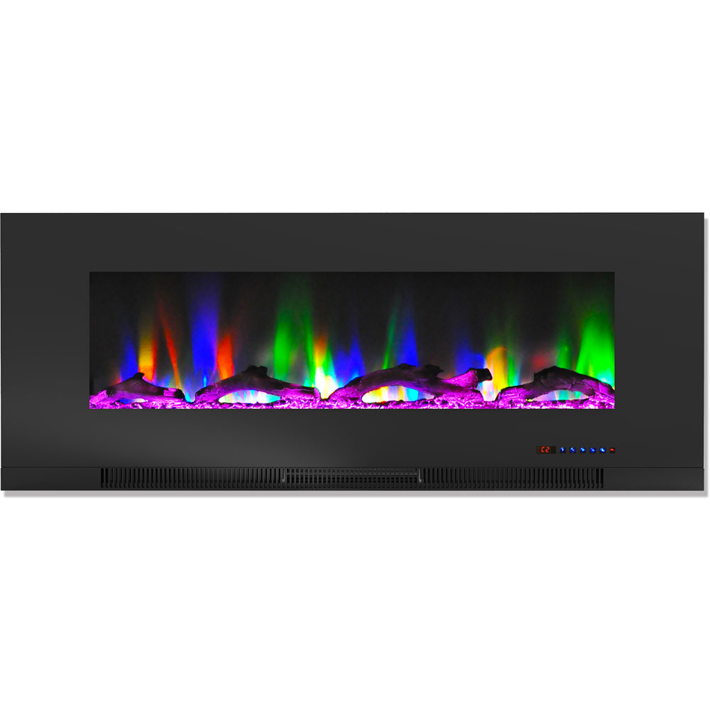 50" Color Changing Wall Mount Fireplace with Logs