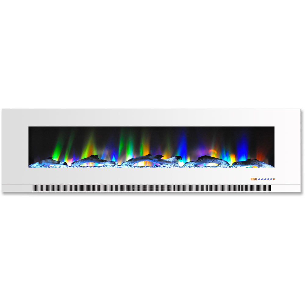 60" Color Changing Wall Mount Fireplace with Logs