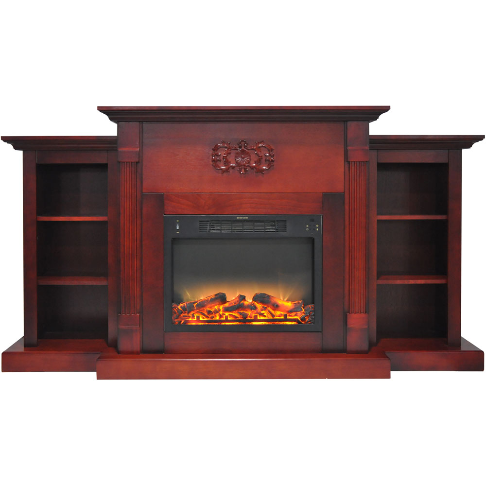 72.3"x15"x33.7" Sanoma Fireplace Mantel with Logs and Grate Insert