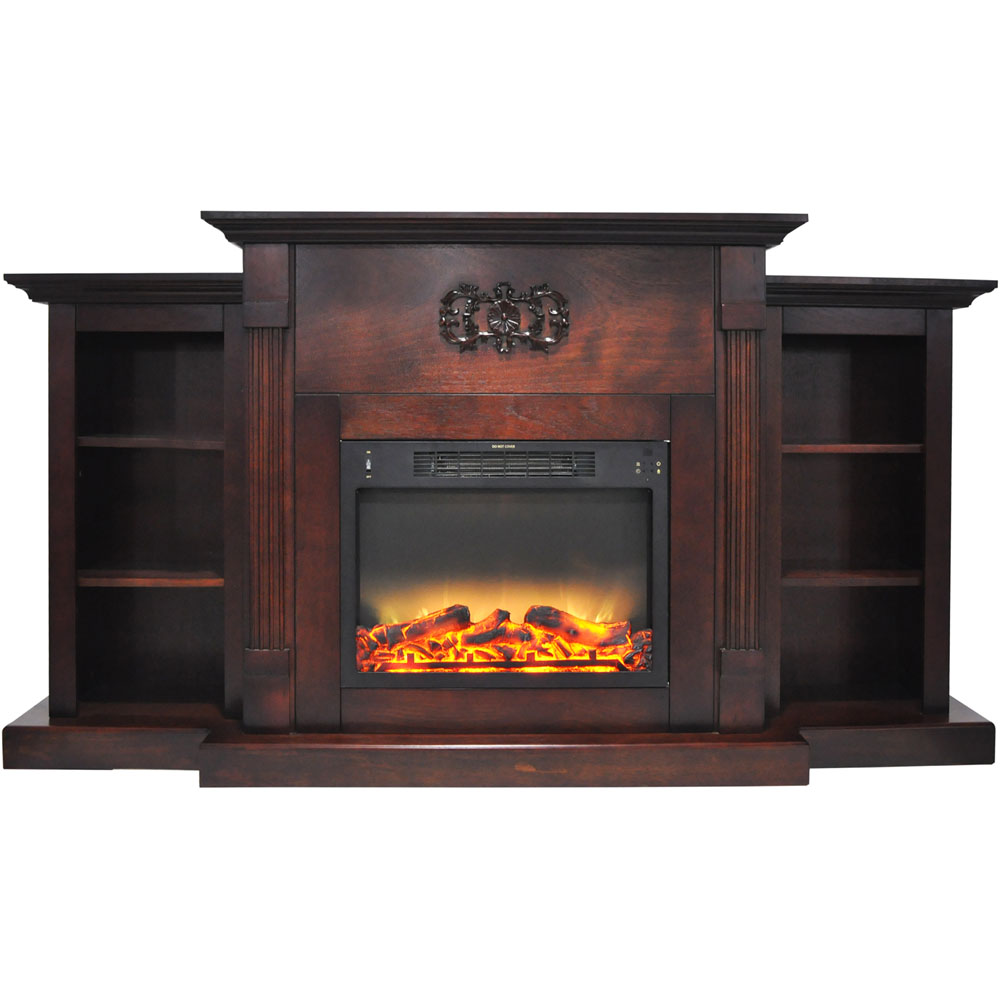 72.3"x15"x33.7" Sanoma Fireplace Mantel with Logs and Grate Insert