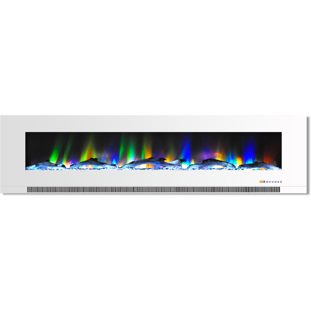 78" Color Changing Wall Mount Fireplace with Logs