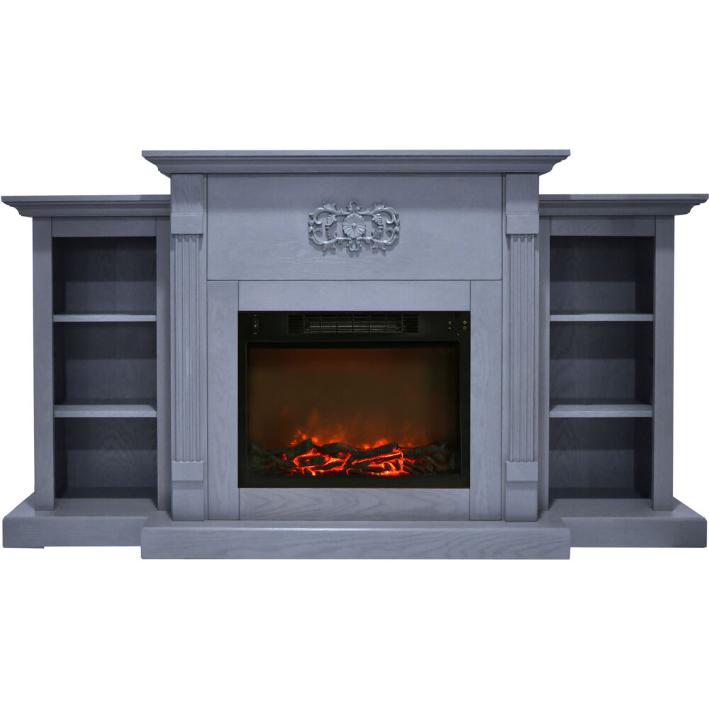 72.3"x15"x33.7" Sanoma Fireplace Mantel with Logs Insert