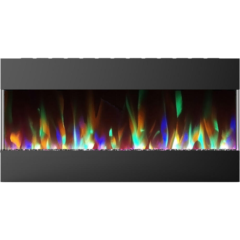 42" Recessed Wall Mount E-Fireplace with Crystals