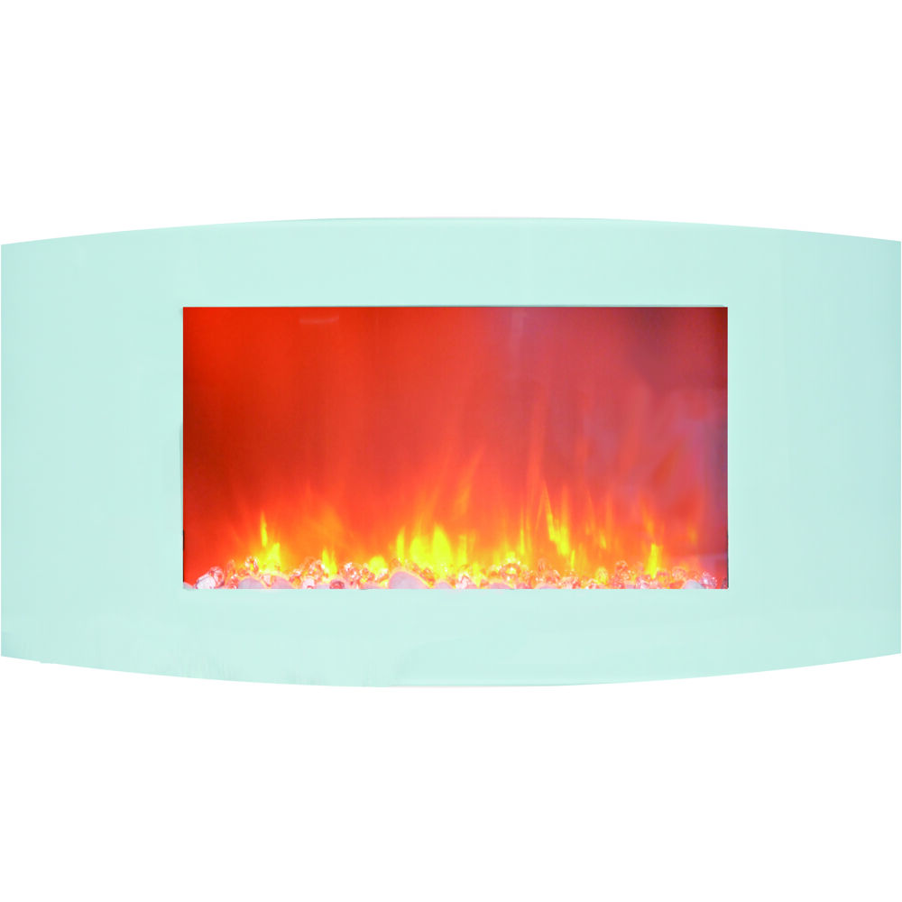 35" Curved Wall Mount Electronic Fireplace with Crystal Rocks