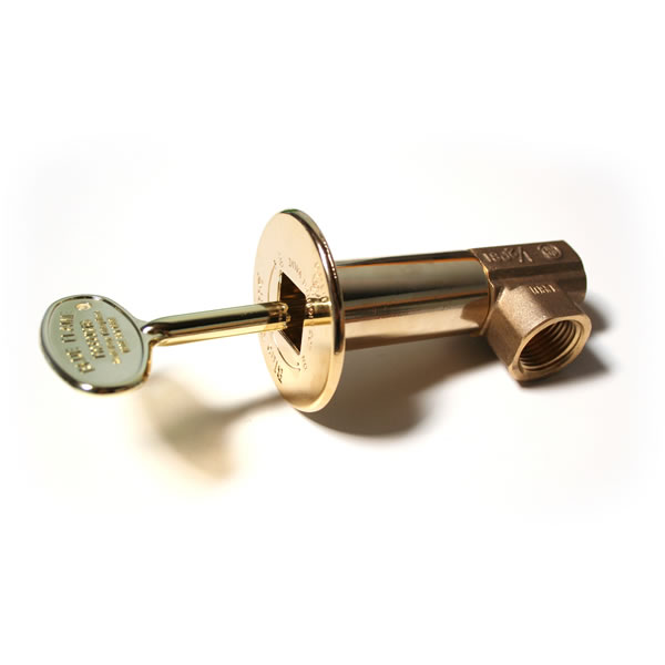 Angled Multi-Turn Gas Shut-Off Valve with 3" X 1/4" - 5/16" Brass Key -BF.A.PC.HD