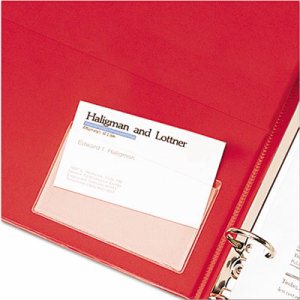 HOLD IT Poly Business Card Pocket, Top Load, 3 3/4 x 2 3/8, Clear, 10/Pack