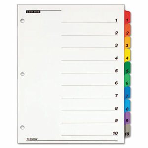 Traditional OneStep Index System, 10-Tab, 1-10, Letter, Multicolor, 10/Set