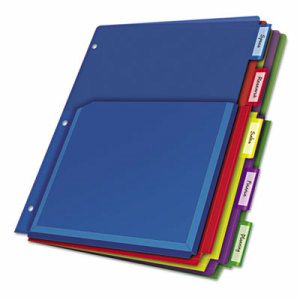 Poly Expanding Pocket Index Dividers, 5-Tab, Letter, Multicolor, per Pack