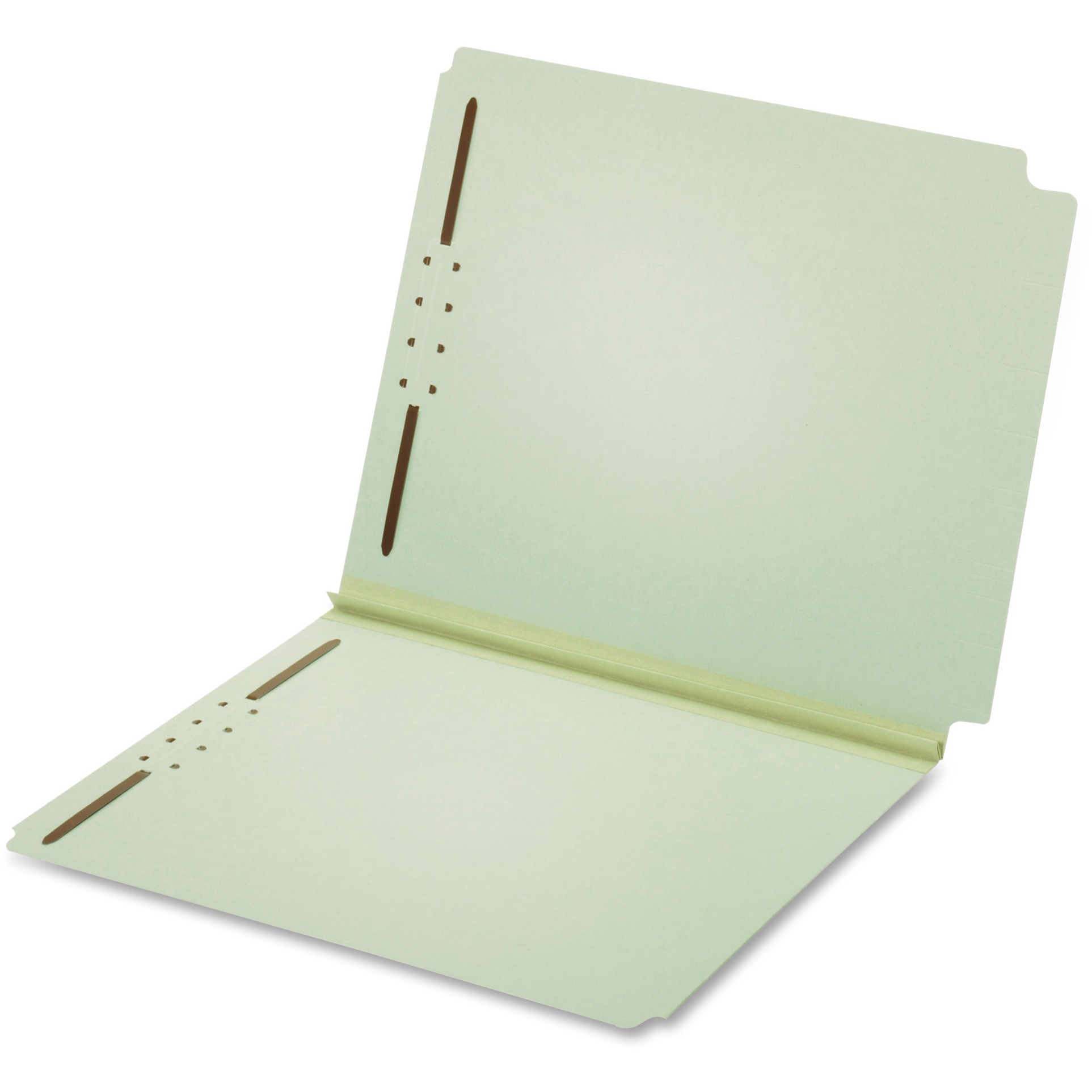 Dual Tab Pressboard Folder, 2 Fasteners, 2" Expansion, Letter, Lt Green, 25/Box
