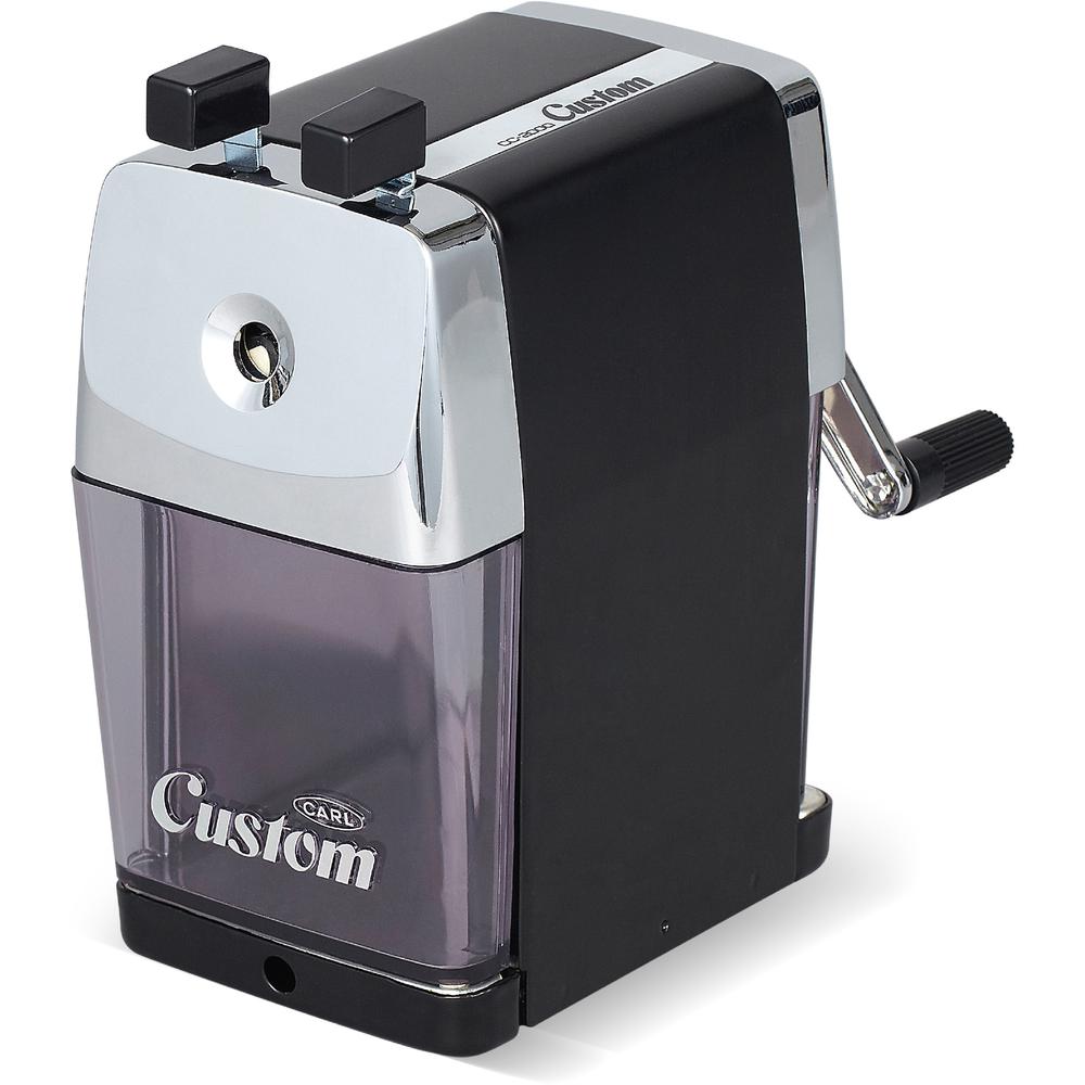 CARL Custom Pencil Sharpener - Desktop - 6" Height x 3" Width - Steel, Aluminum - Black - 1 Each