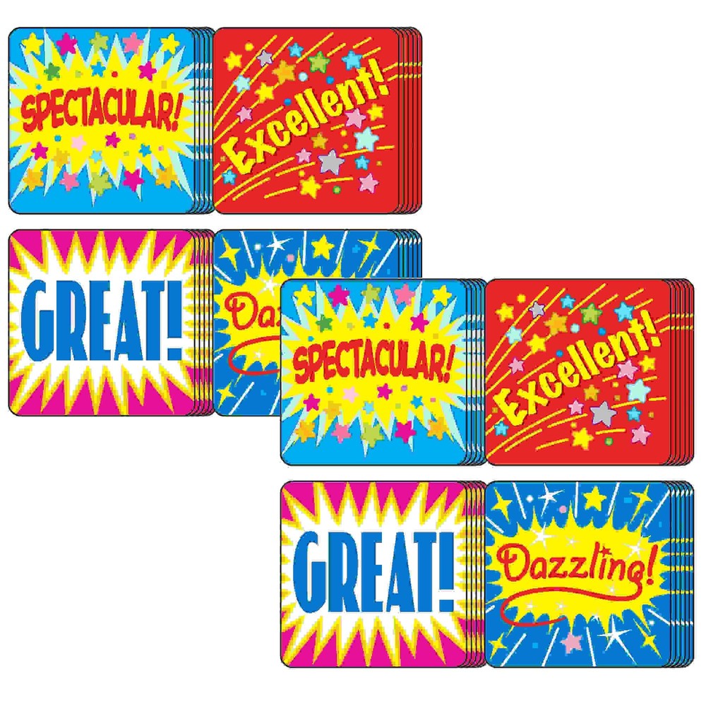 Positive Words Motivational Stickers, 120 Per Pack, 12 Packs