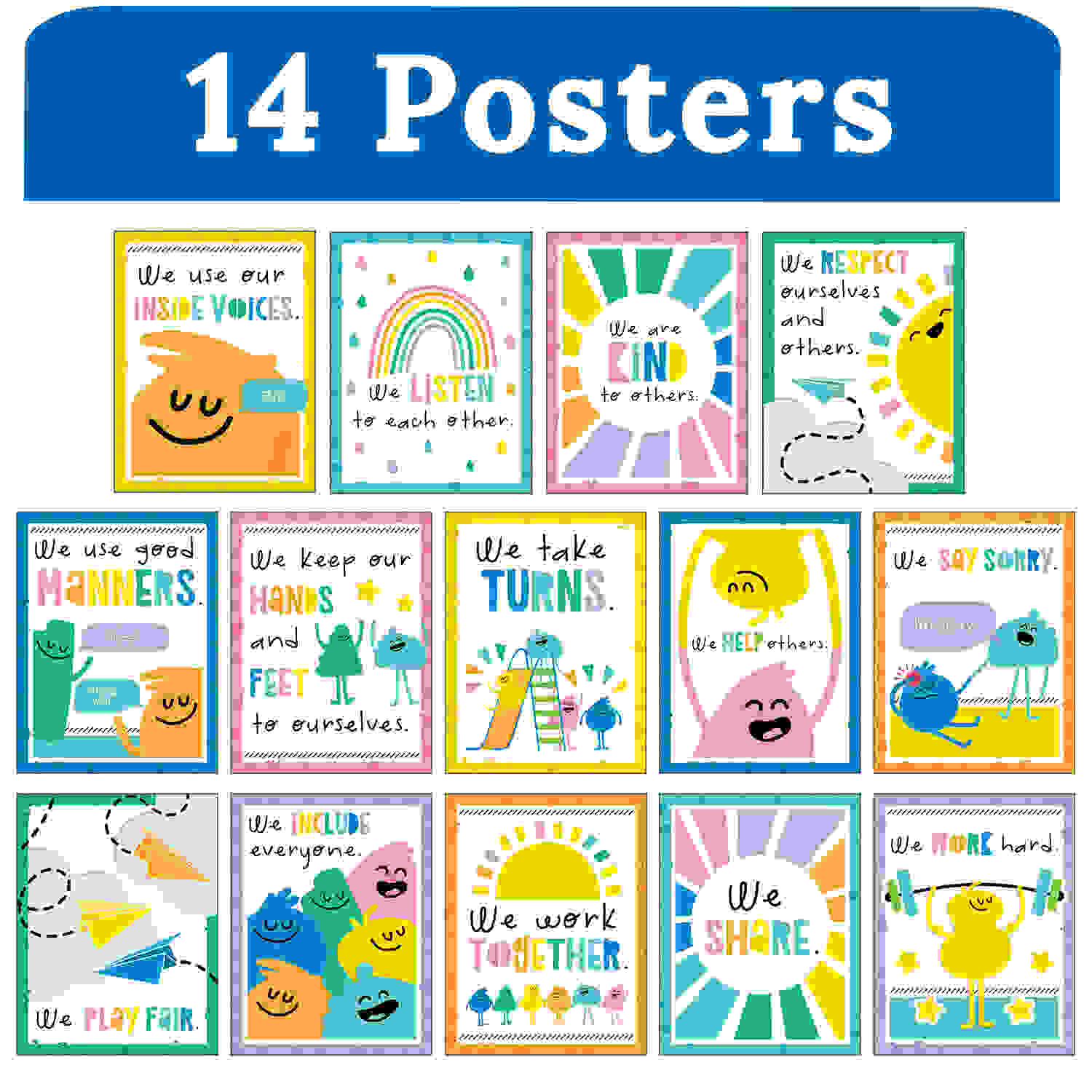 Mini Posters: Rules for a Happy Class Poster Set