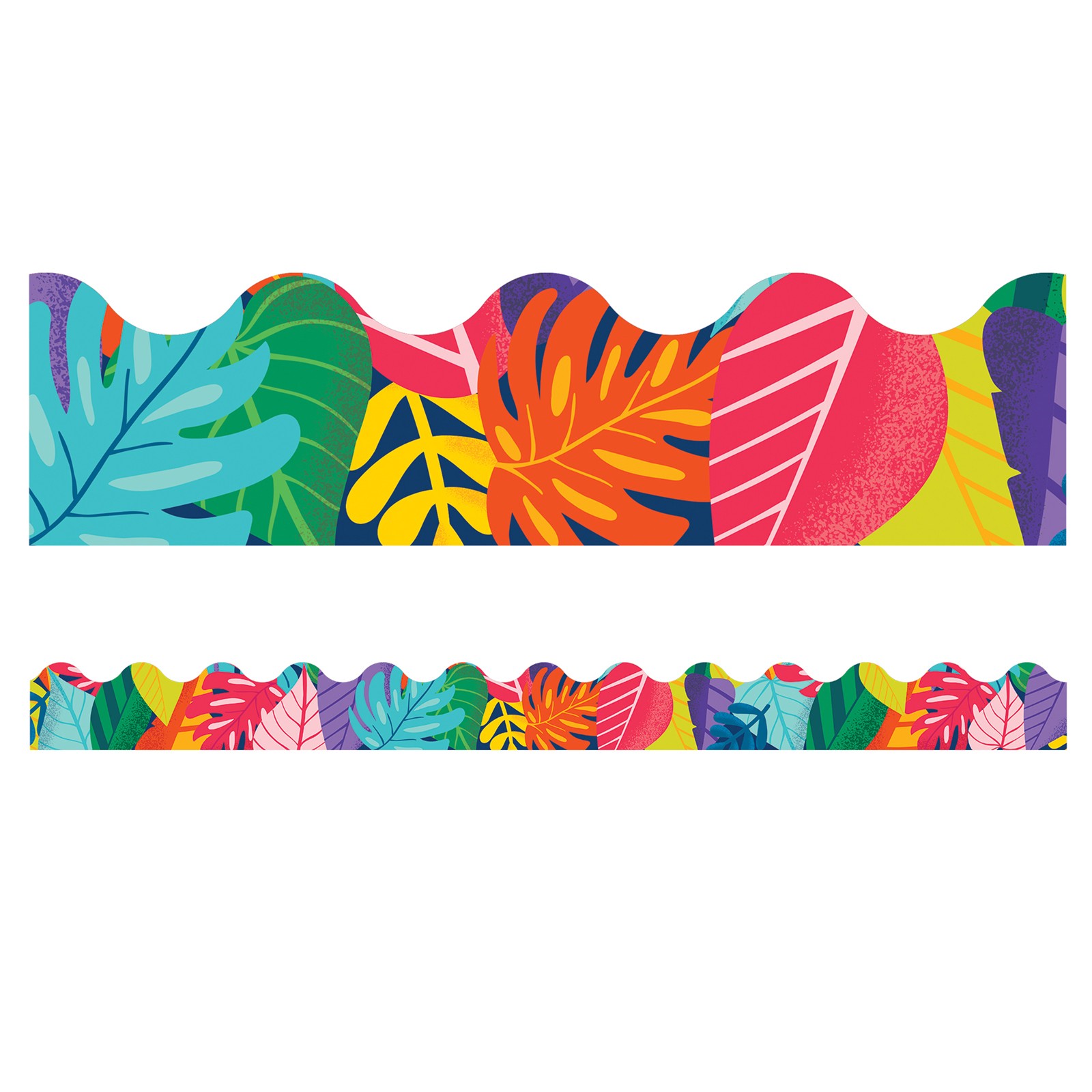 One World Colorful Leaves Scalloped Border, 39 Feet