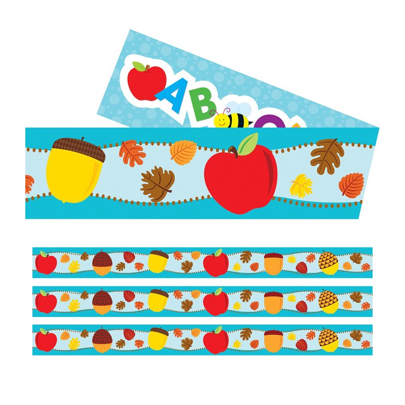Back to School/Fall Two-Sided Straight Borders, 36 Feet Per Pack, 3 Packs