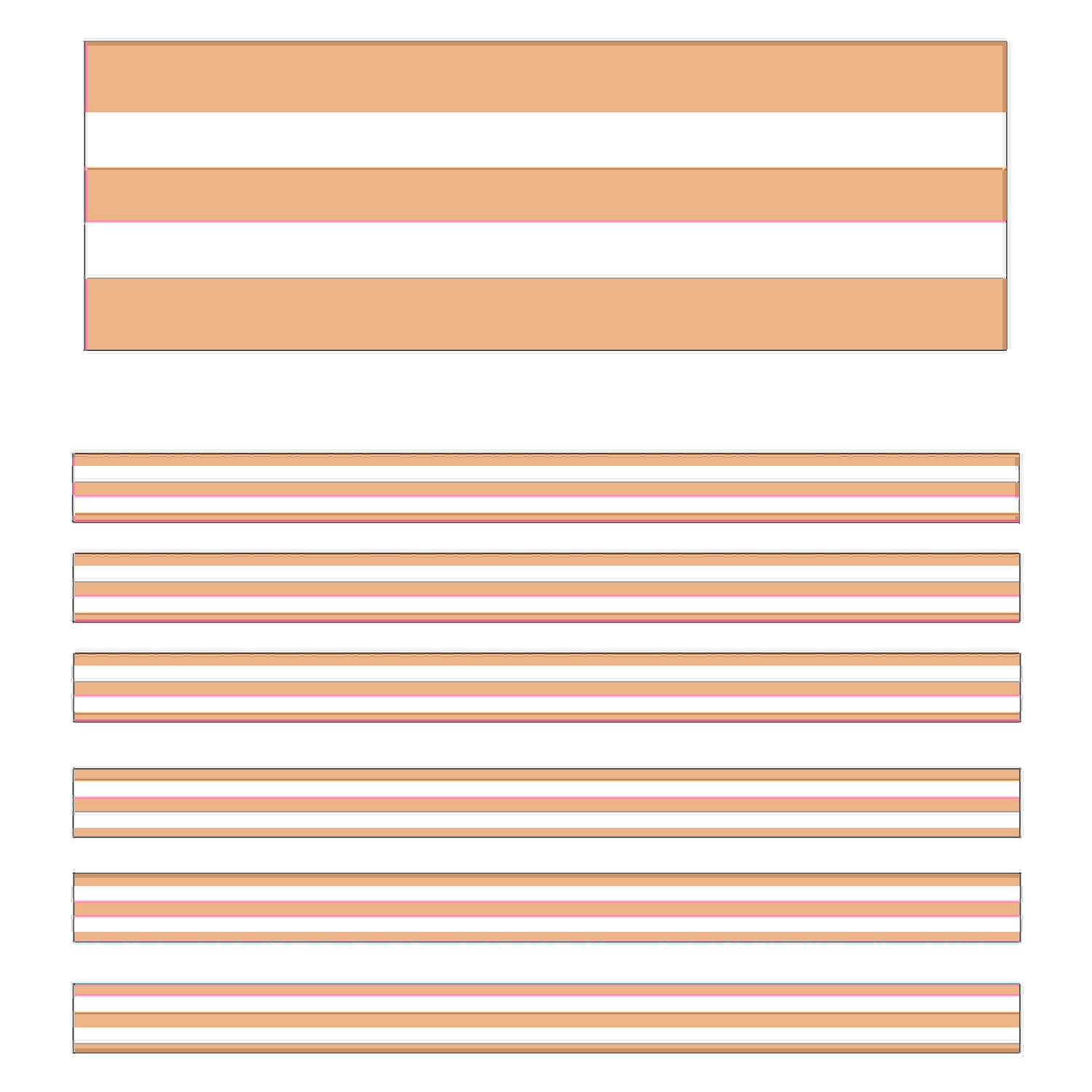Simply Stylish Coral & White Stripes Straight Borders, 36 Feet Per Pack, 6 Packs