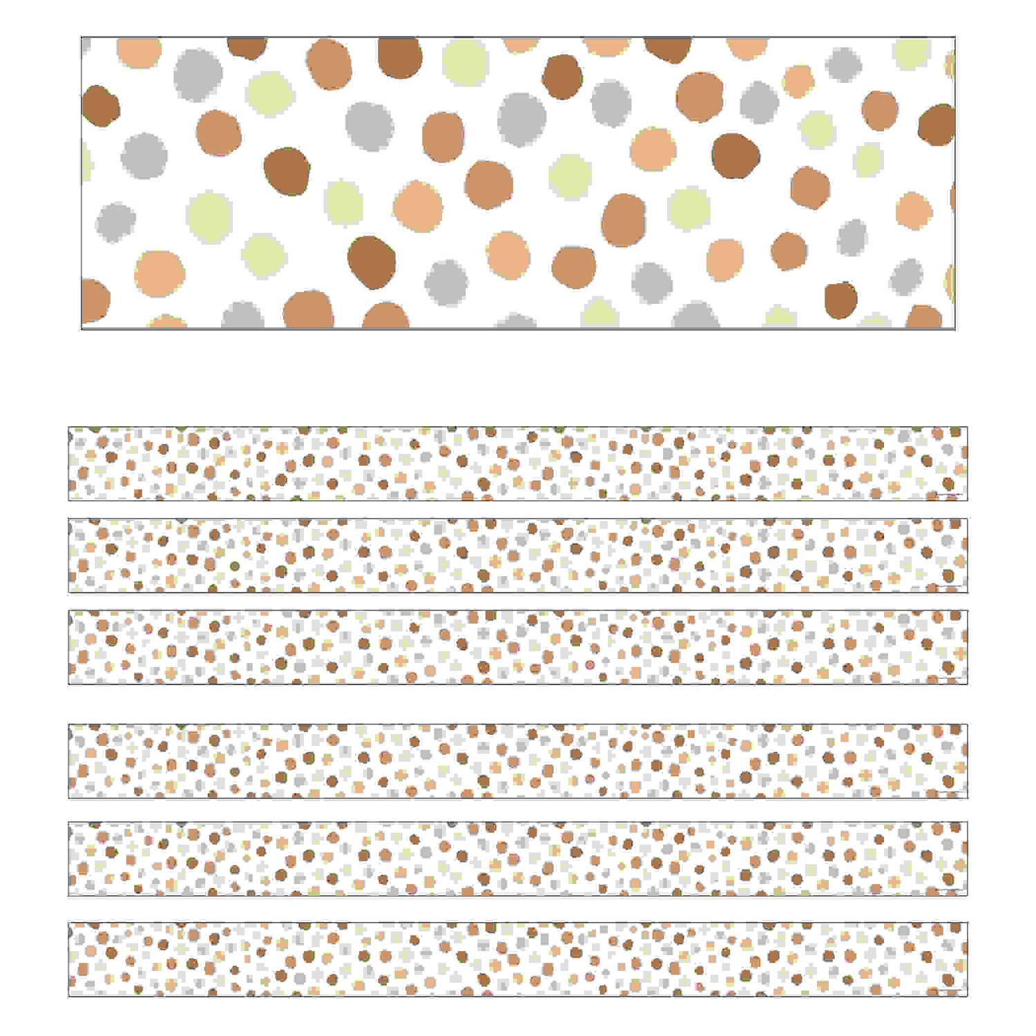 Simply Stylish Natural Polka Dots Straight Borders, 36 Feet Per Pack, 6 Packs