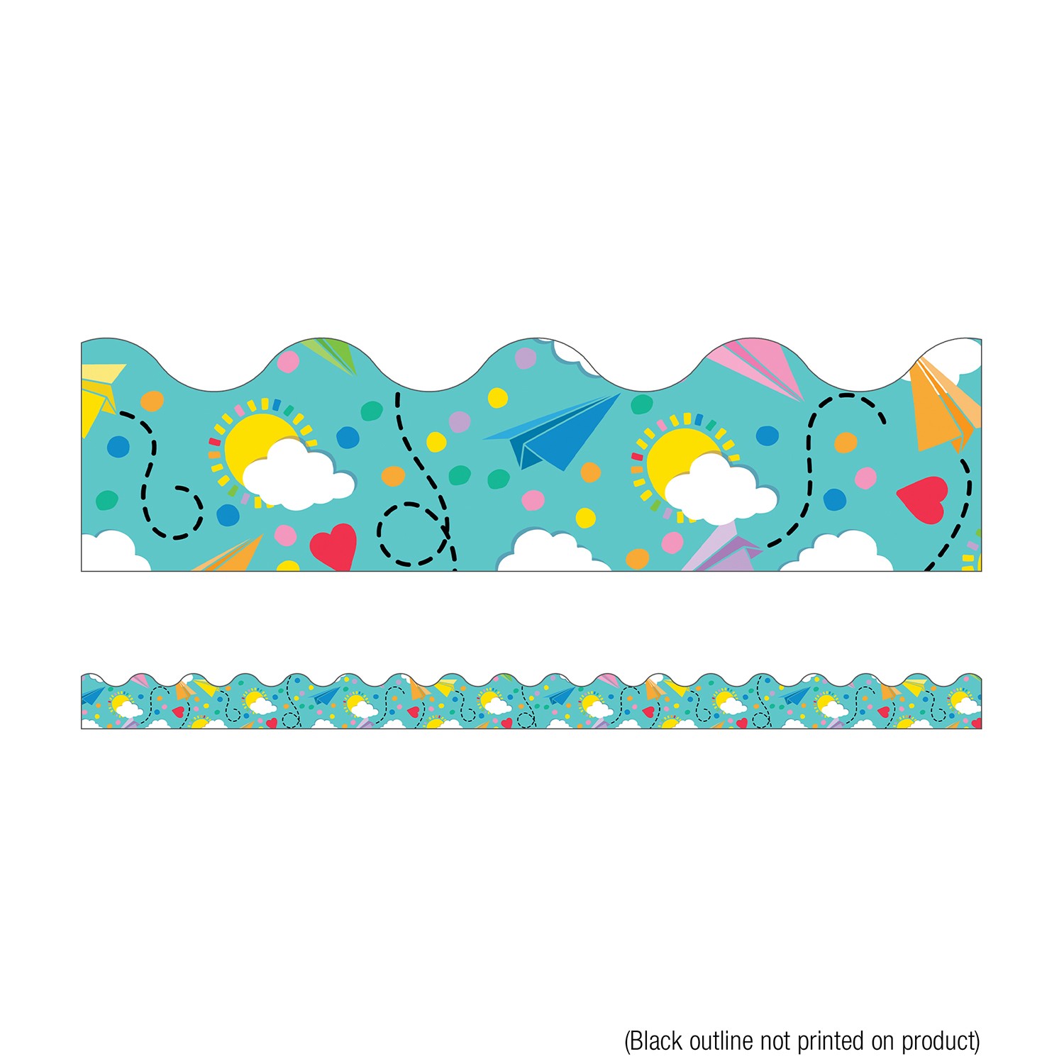 Paper Airplanes Scalloped Border, 39 Feet