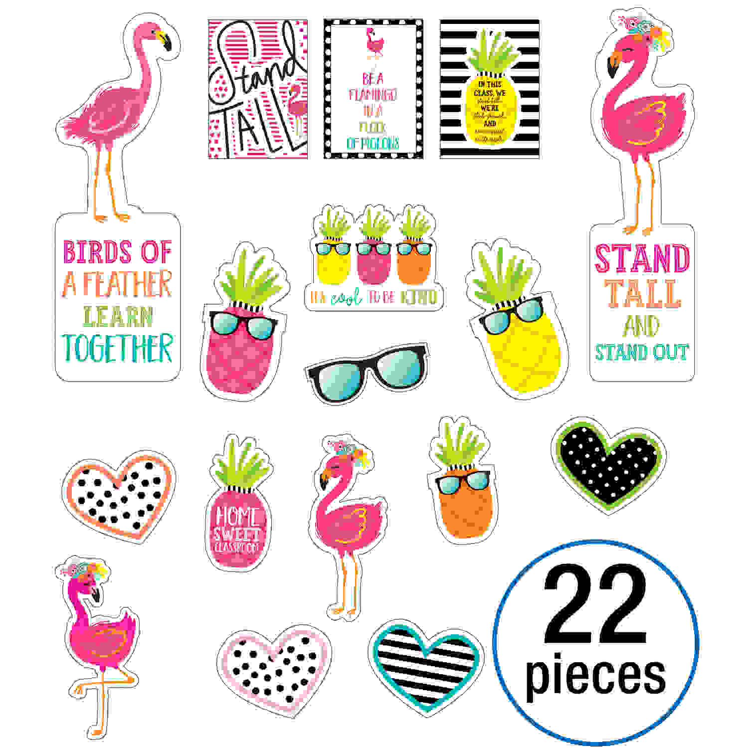 Simply Stylish Tropical Motivational Mini Bulletin Board Set, 22 Pieces