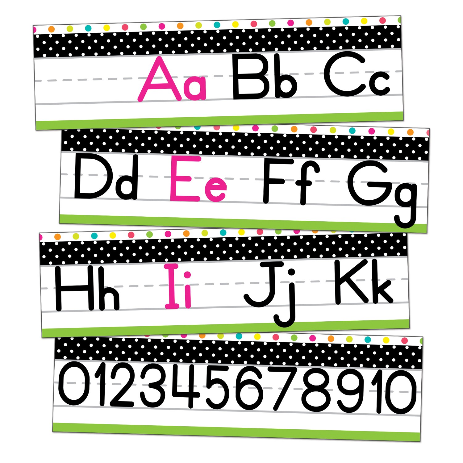 Simply Stylish Tropical Alphabet Line: Manuscript Mini Bulletin Board Set, 8 Pieces