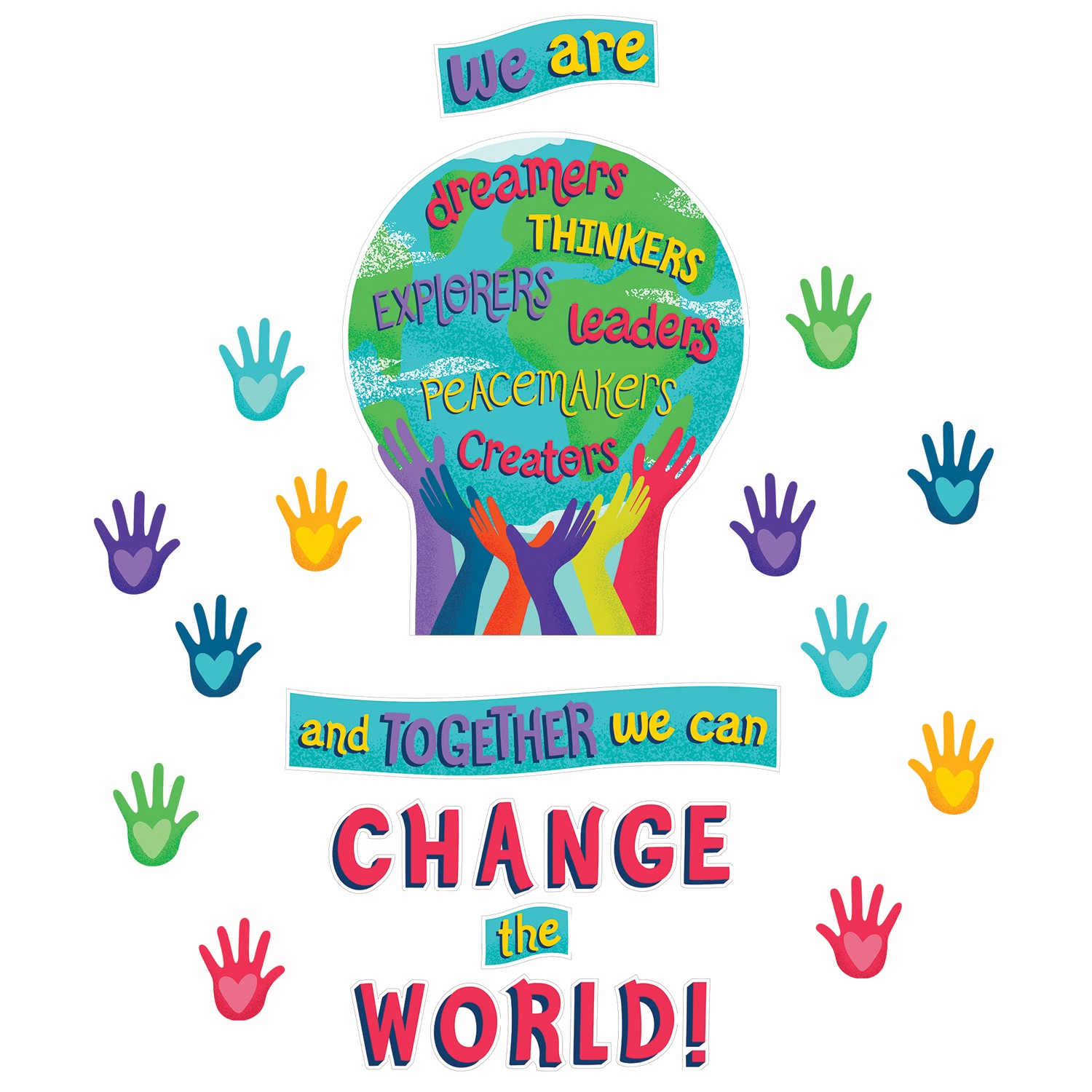 One World Together We Can Change the World Bulletin Board Set, 47 Pieces