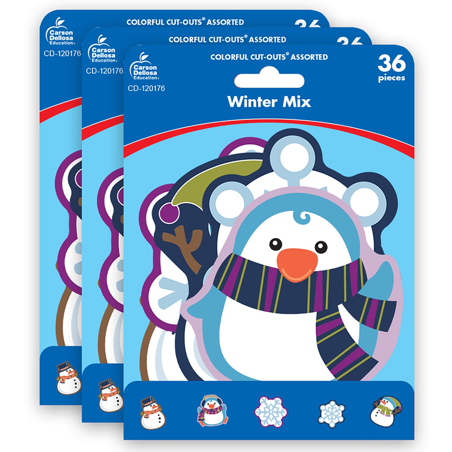 Winter Mix Cut-Outs, 36 Per Pack, 3 Packs