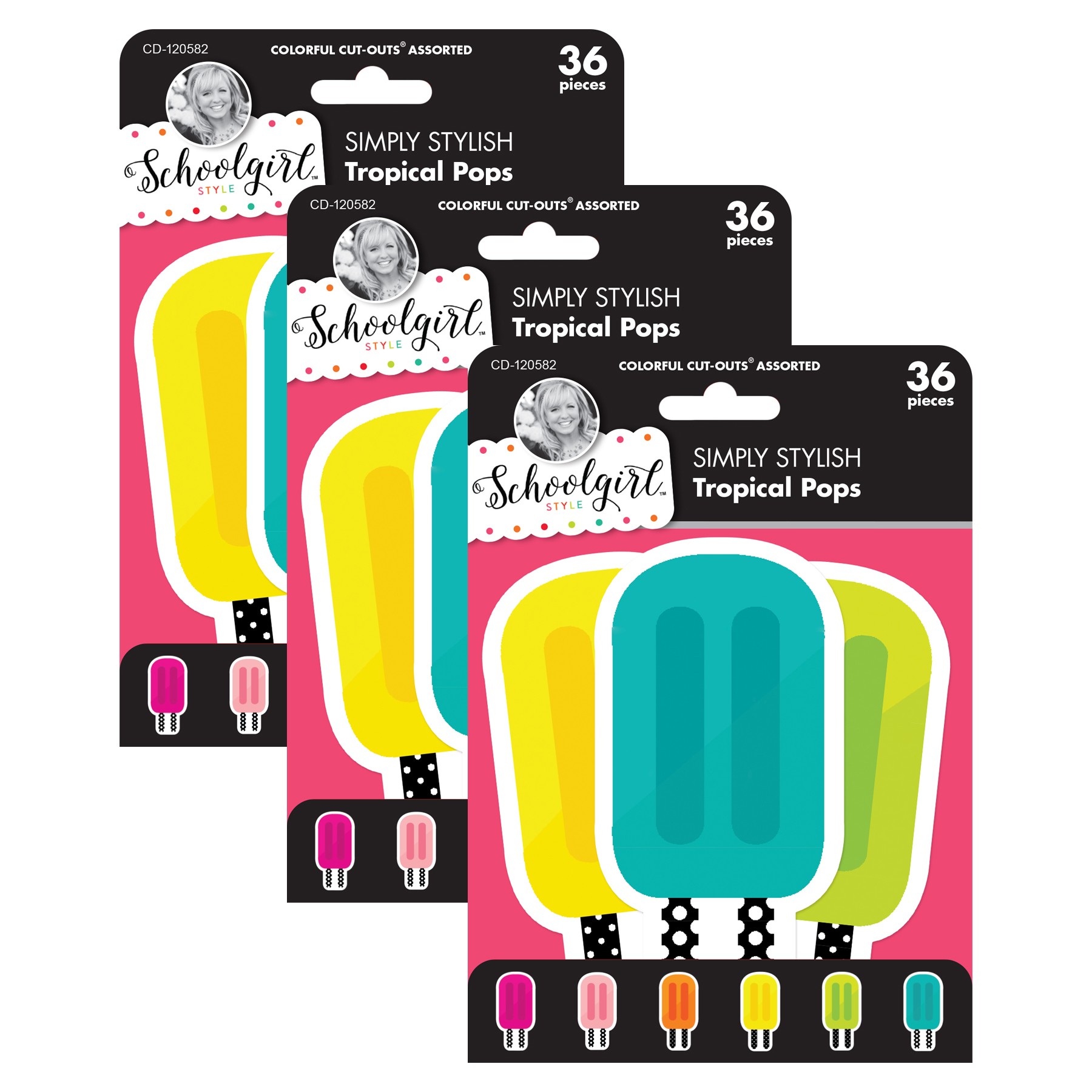Simply Stylish Tropical Pops Cut-Outs, 36 Per Pack, 3 Packs