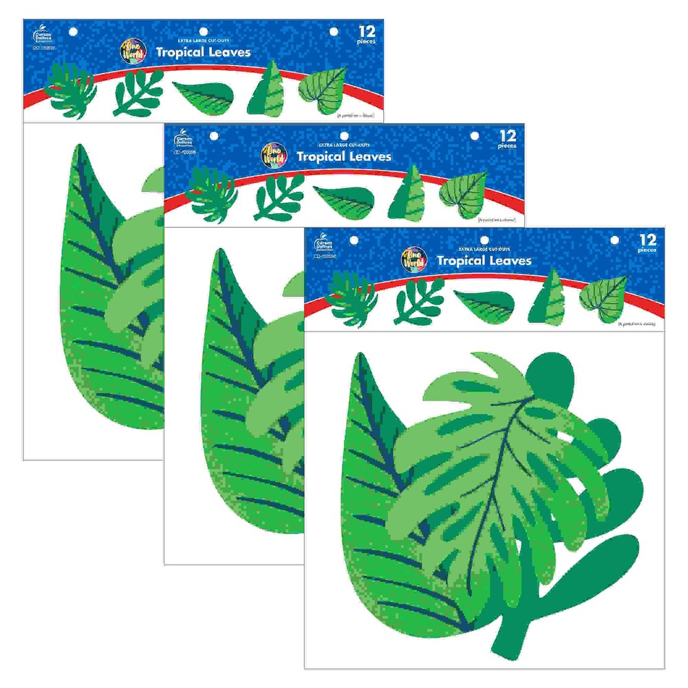 One World Tropical Leaves Extra Large Cut-Outs, 12 Per Pack, 3 Packs