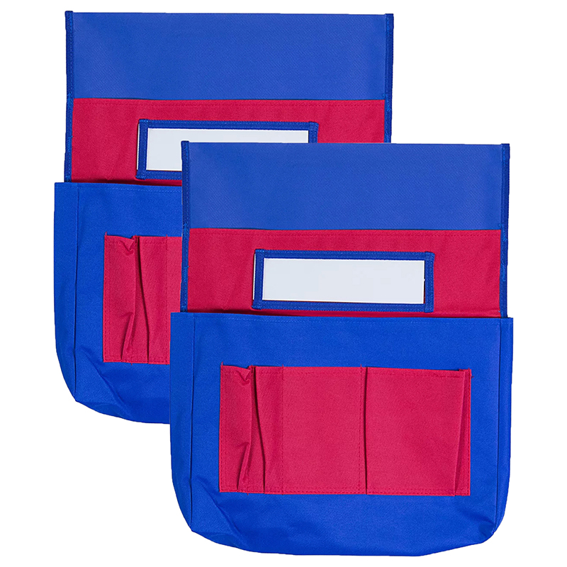 Chairback Buddy Pocket Chart, Blue/Red, Pack of 2