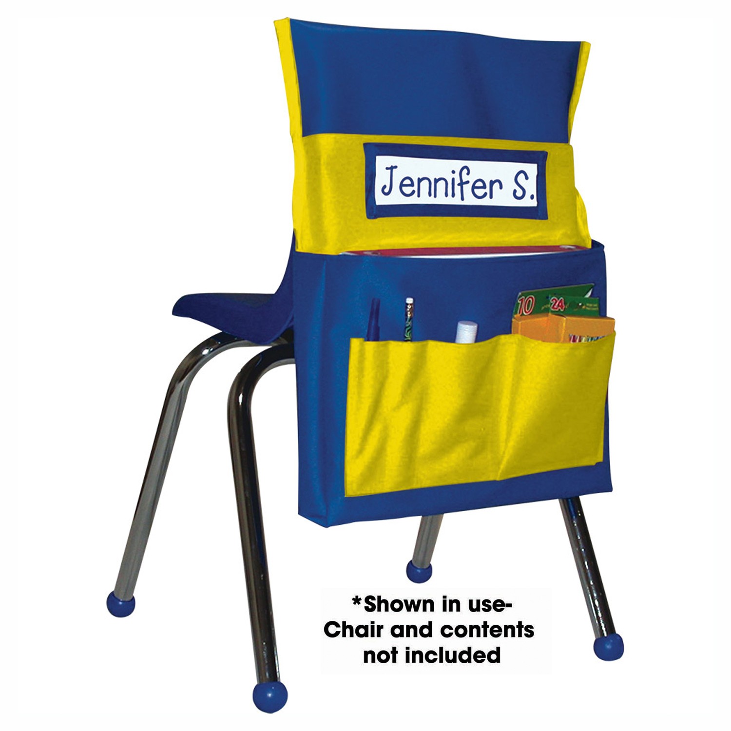 Chairback Buddy Pocket Chart, Blue/Yellow