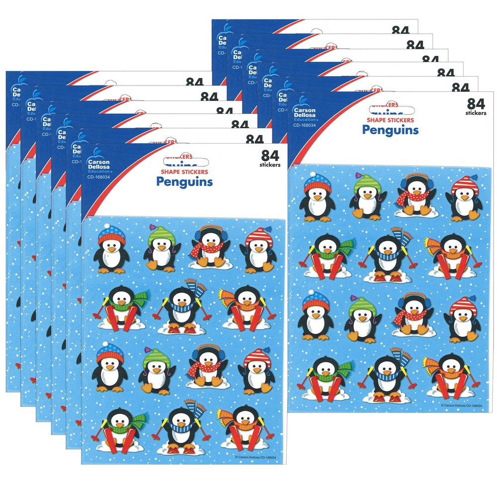 Penguins Shape Stickers, 84 Per Pack, 12 Packs