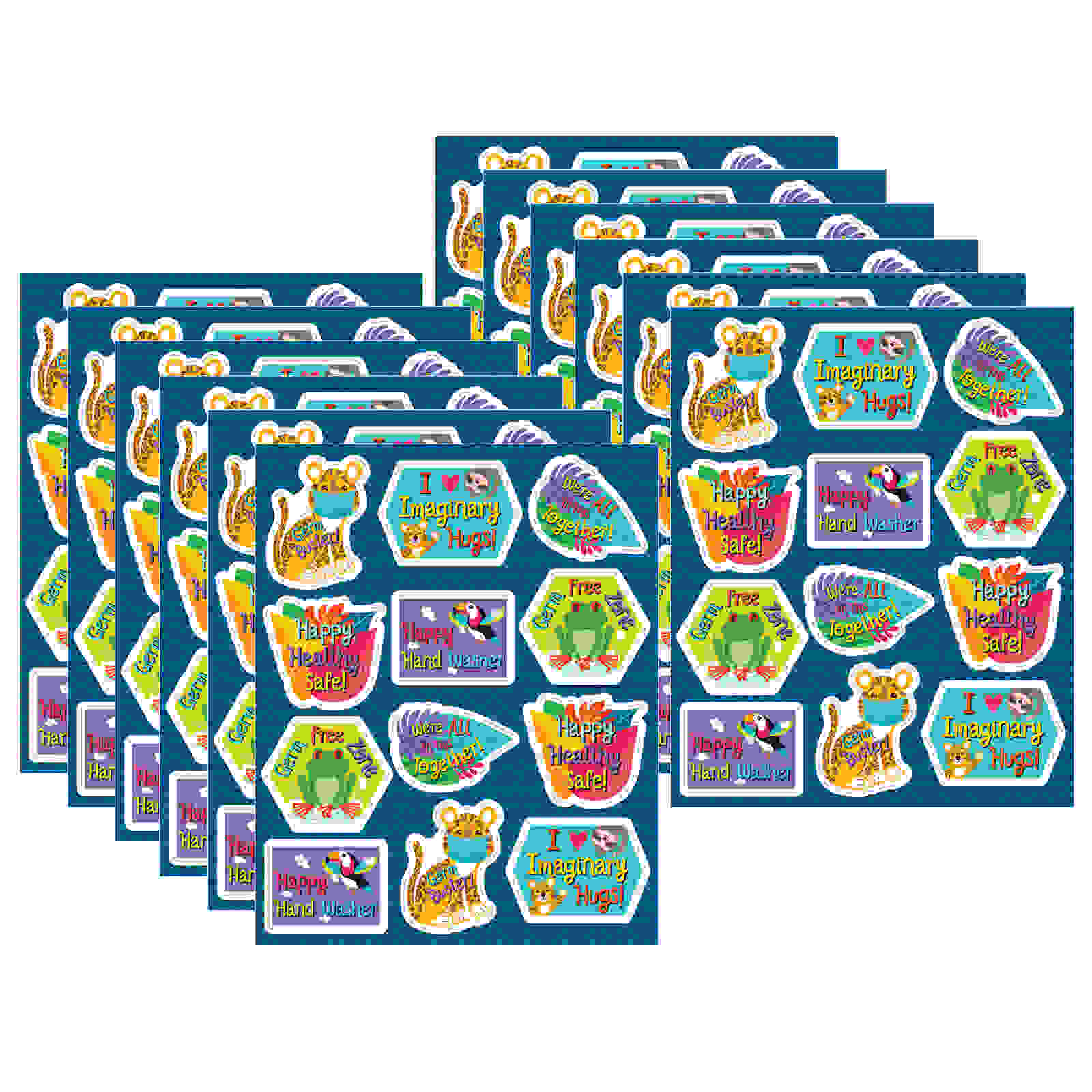 One World Germ Busters Shape Stickers, 72 Per Pack, 12 Packs