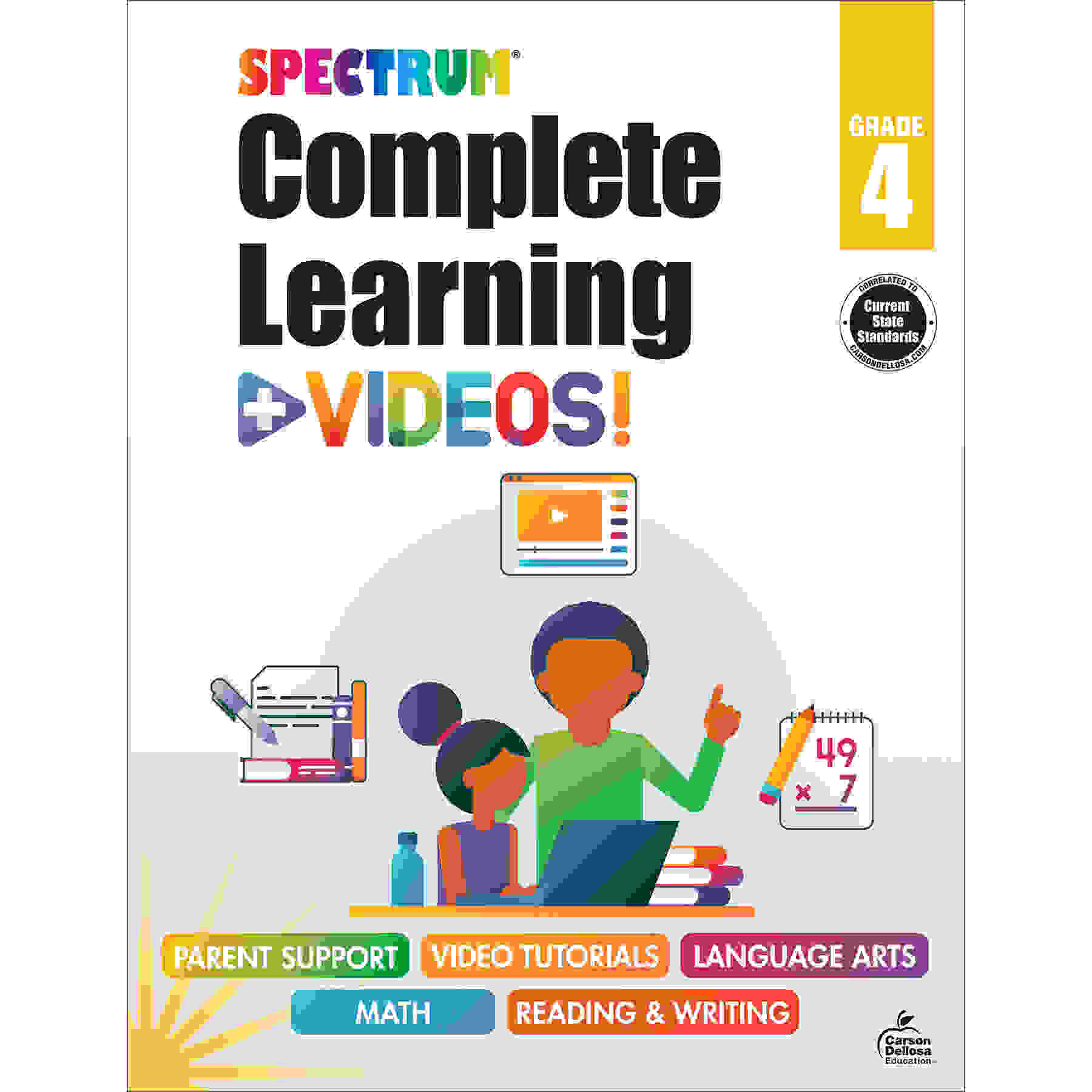 Spectrum Complete Learning + Videos Workbook, Grade 4