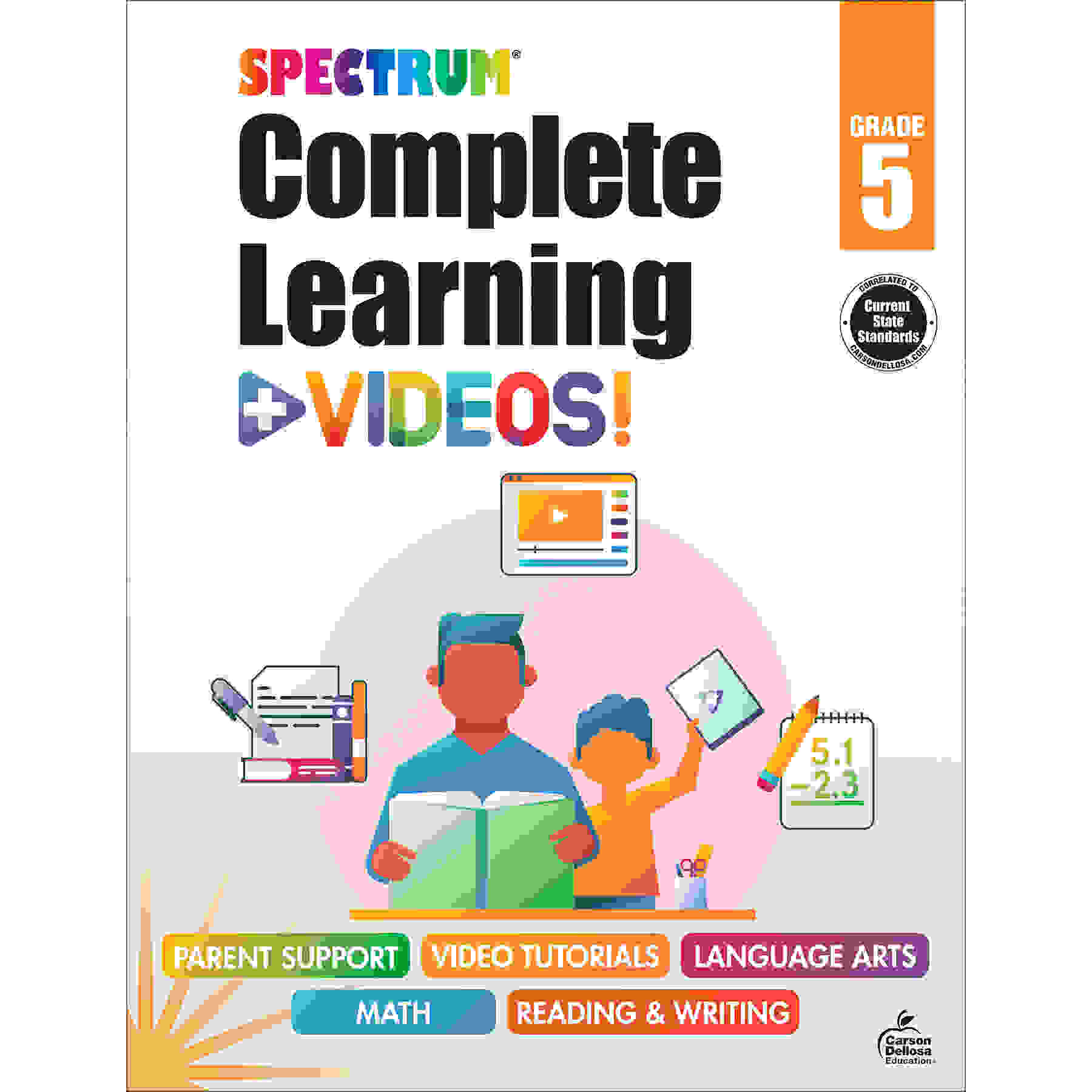 Spectrum Complete Learning + Videos Workbook, Grade 5