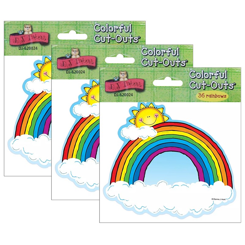 Rainbows Cut-Outs, 36 Per Pack, 3 Packs