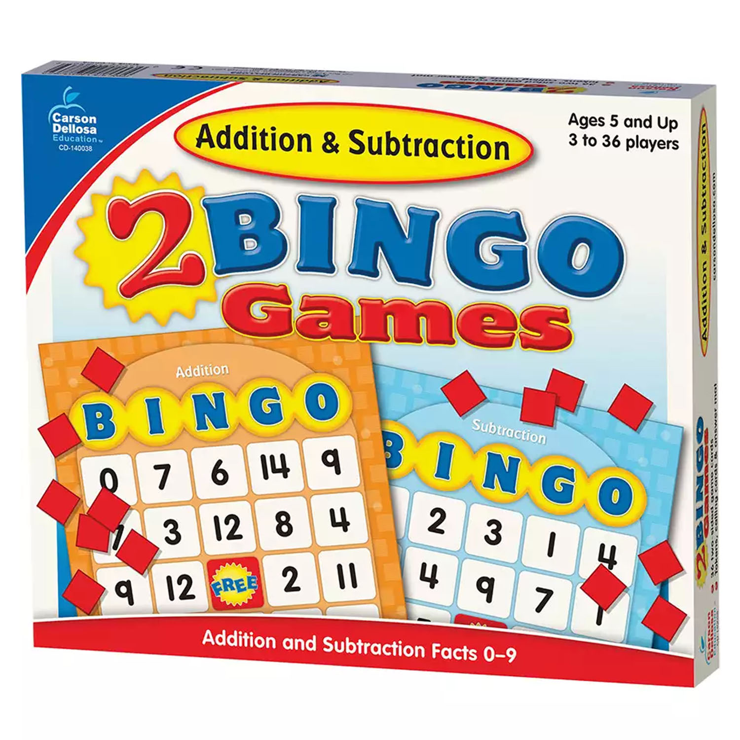 Addition & Subtraction Bingo Board Game, Grade K-2