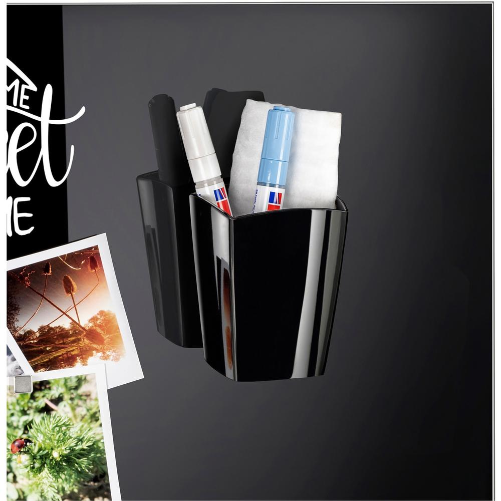 CEP Confort Magnetic Board Pencil Cup - 3.8" x 3.1" x 2.9" x - Polystyrene - 1 Each - Black - Magnetic, Shock Resistant, Recycla
