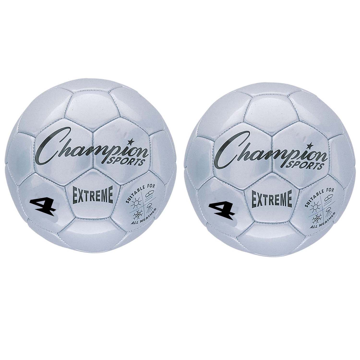 Extreme Soccer Ball, Size 4, Silver, Pack of 2