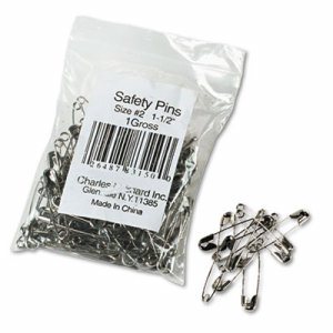 Safety Pins, Nickel-Plated, Steel, 1 1/2" Length, 144/Pack