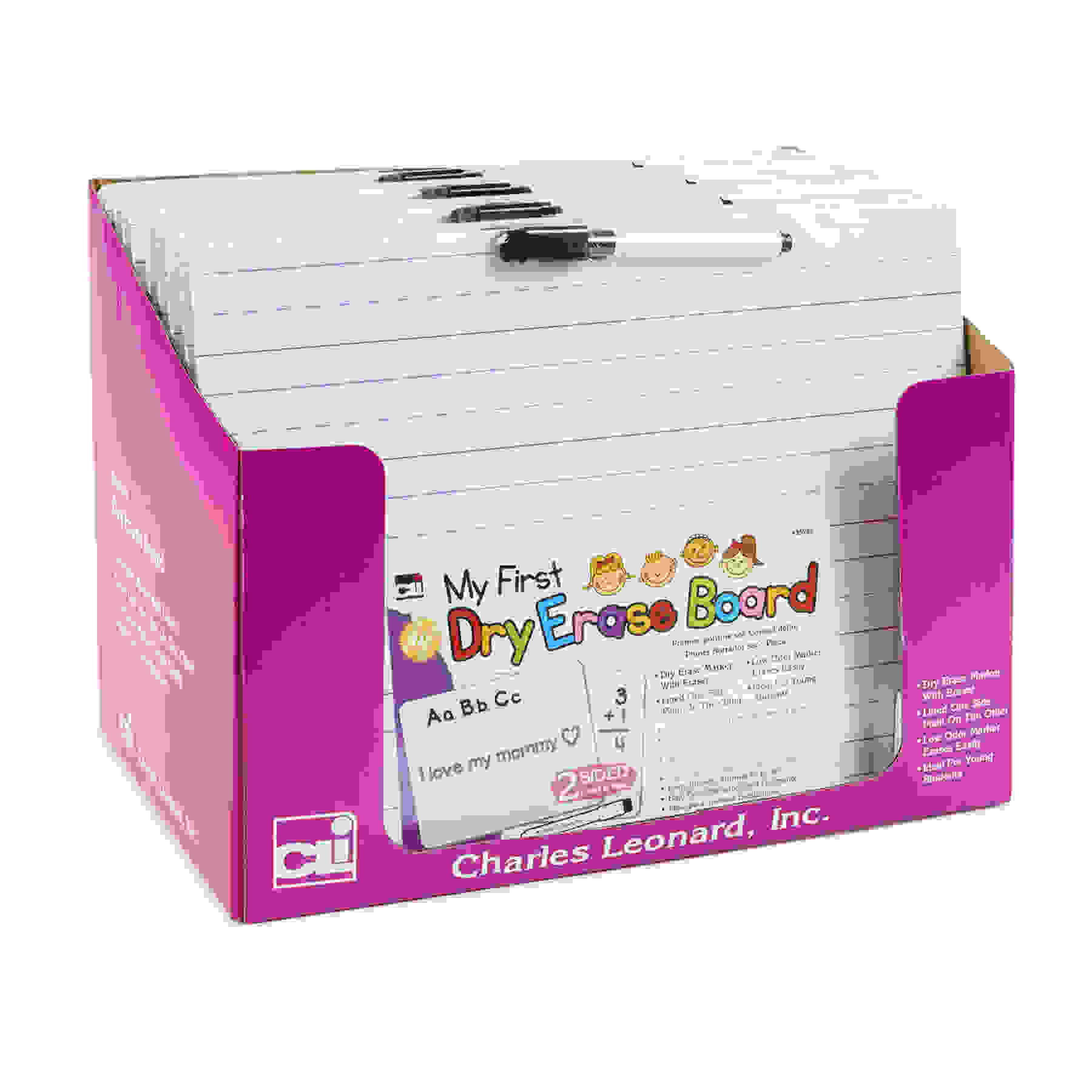 "My First" Dry Erase Board with Marker/Eraser, Two-Sided Plain/Lined, White, Pack of 12