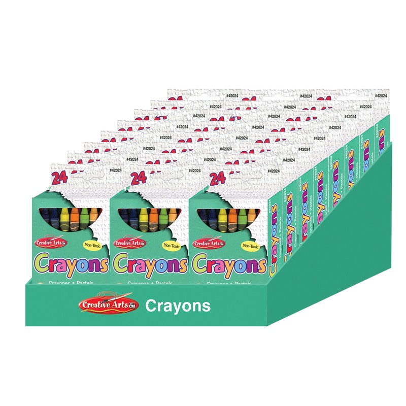 Creative Arts Crayons - Assorted Colors - 24/Bx, 24 boxes with a Shelf Tray