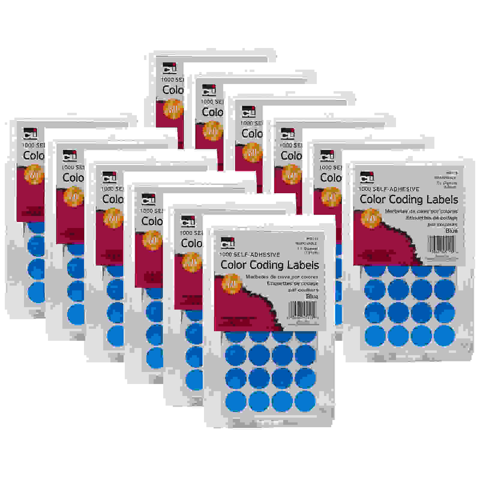 Color Coding Labels, 3/4", Blue, 1000 Per Pack, 12 Packs