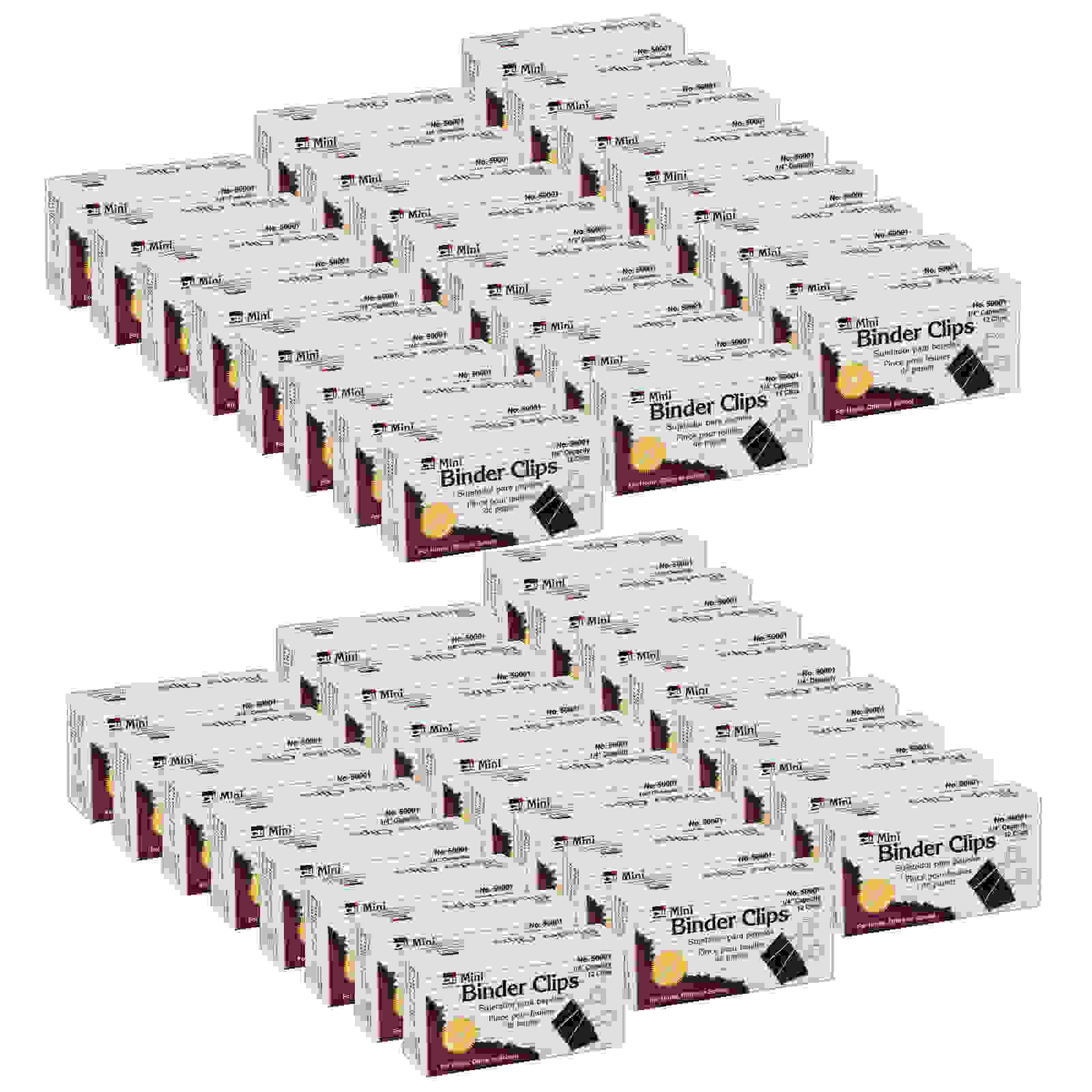 Binder Clips, Mini, 1/4" Capacity, 12 Per Box, 48 Boxes