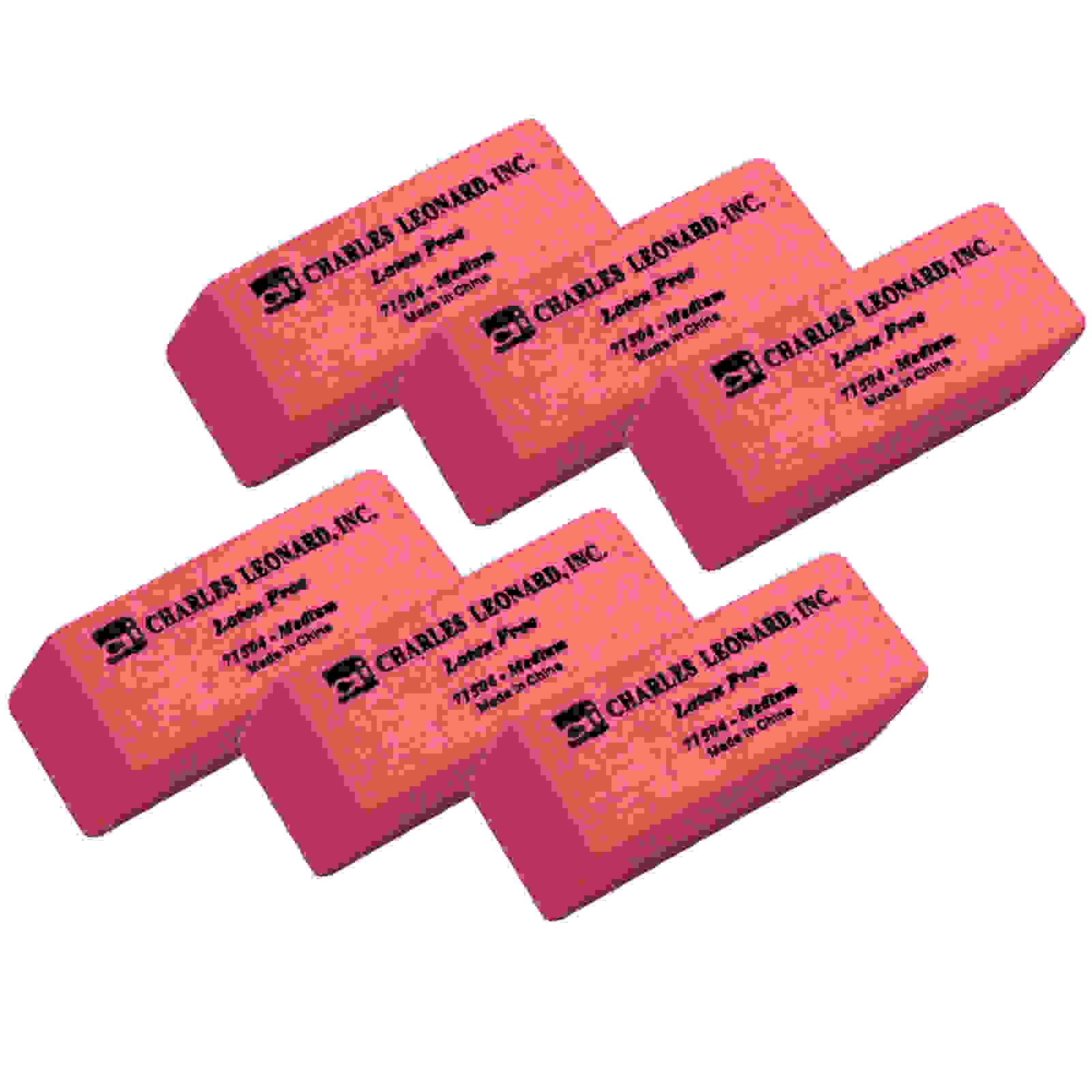 Eraser, Synthetic, Latex Free, Wedge Shape, Pink, Medium, 24 Per Box, 6 Boxes