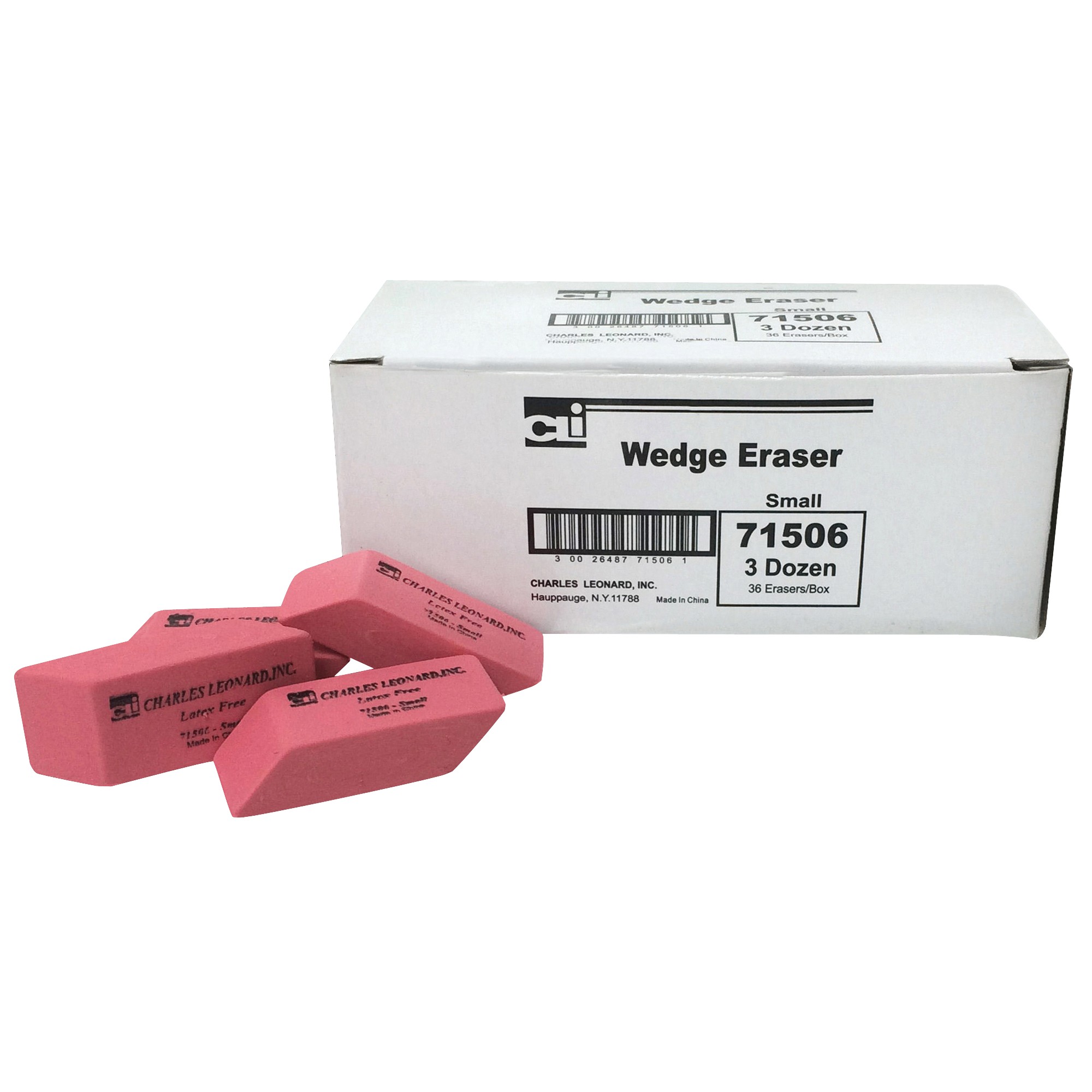 Eraser, Synthetic, Latex Free, Wedge Shape, Pink, Small, Box of 36