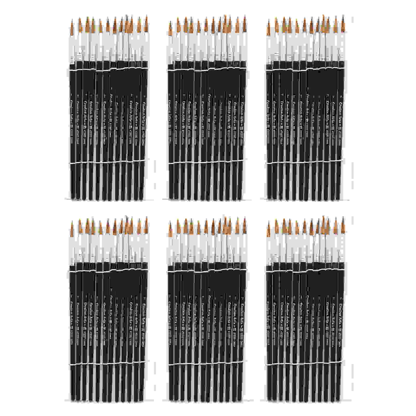 Water Color Paint Brushes, #7 - 3/4" Camel Hair, Black Handle, 12 Per Set, 6 Sets