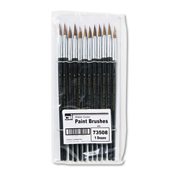 Water Color Paint Brushes with Round Pointed Tip, # 8, 0.81 Inch, Camel Hair, Black Handle, Pack of 12